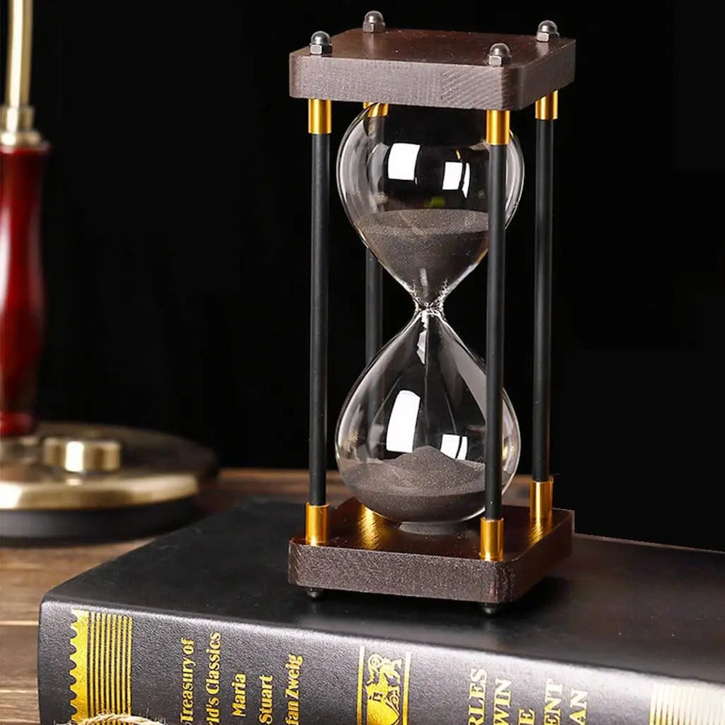 Hourglass Sand Timer, Wood and Glass, 60-Minute Cycle