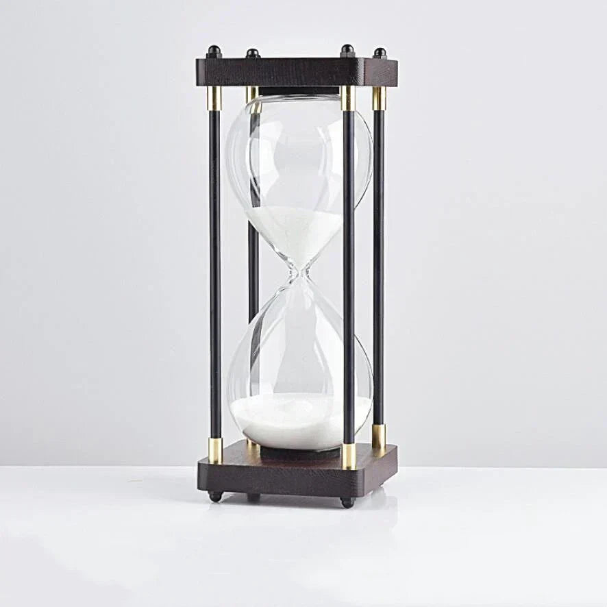 Hourglass Sand Timer, Wood and Glass, 60-Minute Cycle