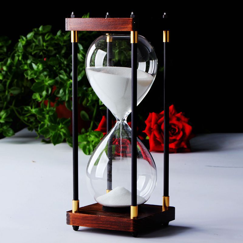 Hourglass Sand Timer, Wood and Glass, 60-Minute Cycle