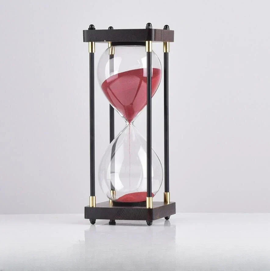 Hourglass Sand Timer, Wood and Glass, 60-Minute Cycle
