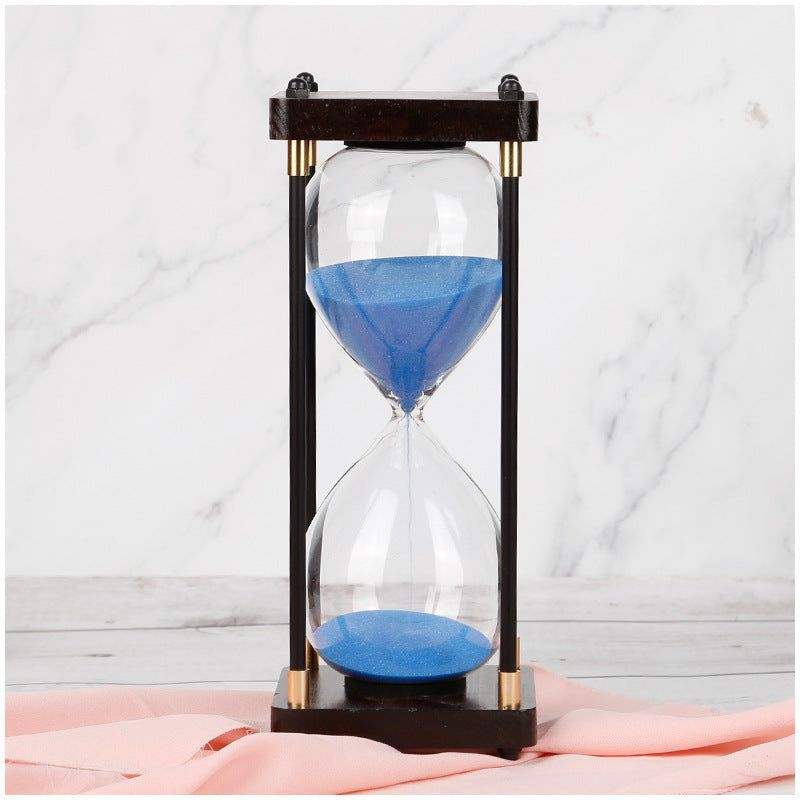 Hourglass Sand Timer, Wood and Glass, 60-Minute Cycle