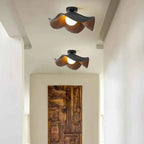 Bela Lotus Ceiling Light | Scandinavian Wood & Iron Flush Lamp