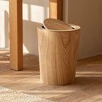 Trash Can Wood Style Rotating Lid Dual Layer Kitchen Bin