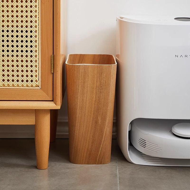 Trash Can Wood Style Rotating Lid Dual Layer Kitchen Bin