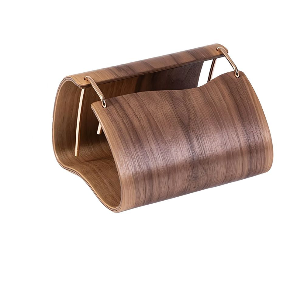 Tissue Box Cover Walnut Finish Brass Insert Non Slip Feet