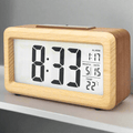 Wooden Digital Alarm Clock LED Display with Temperature Sensor and Calendar