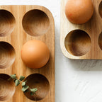 Egg Container Wooden Acacia Natural Finish Kitchen Storage Egg Tray Holder
