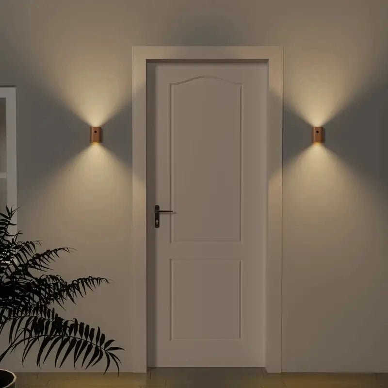 Wooden Motion Sensor Lamp - Rechargeable LED Light for Home, Elegant Design for Bedrooms, Hallways, and Cabinets