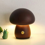 Cordless Wooden Mushroom Table Lamp with Touch Dimmer