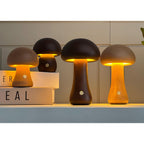 Cordless Wooden Mushroom Table Lamp with Touch Dimmer
