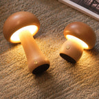 Cordless Wooden Mushroom Table Lamp with Touch Dimmer