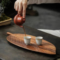 Wooden Serving Bowl Solid Wood Leaf Shape Natural Finish