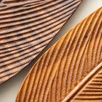 Wooden Serving Bowl Solid Wood Leaf Shape Natural Finish