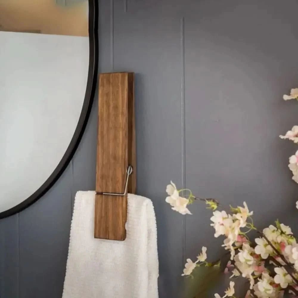 Wooden Towel Rack for Large Towels – Scandinavian Design Bathroom Towel Holder for Organized Spaces