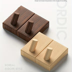 Wall Hooks Set of 2 Self Adhesive Solid Wood Household Storage