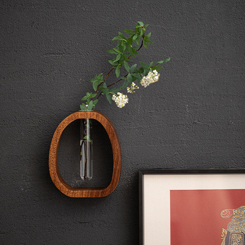 Wall-mounted Planter Vase Walnut with Tube Hydroponic Planter Design