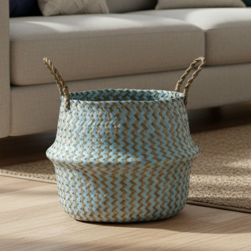 Woven Plant Basket Foldable Straw Storage Basket
