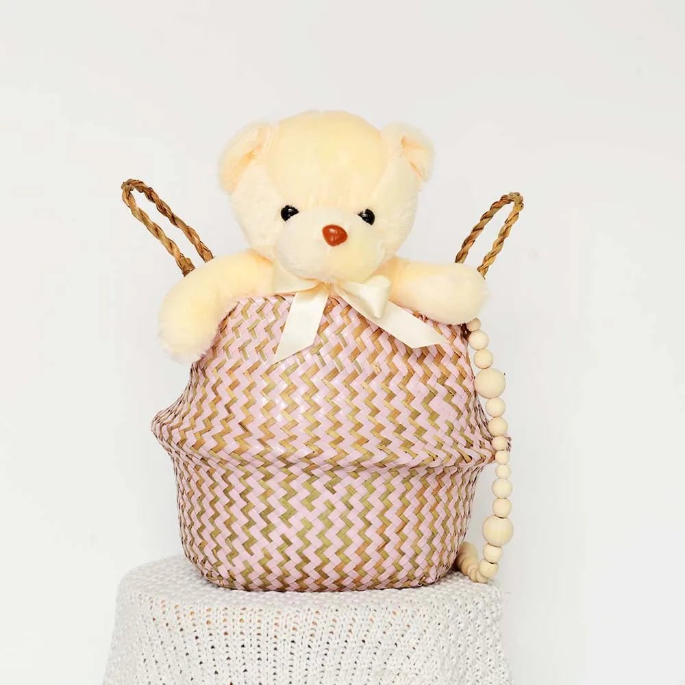 Woven Plant Basket Foldable Straw Storage Basket