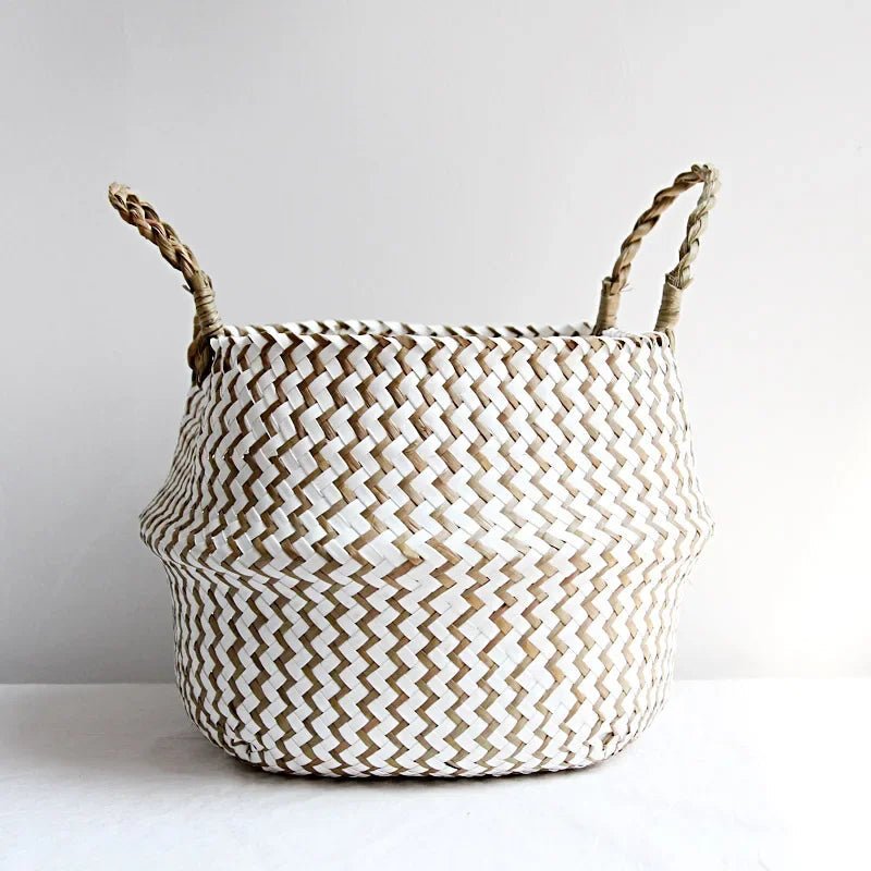 Woven Plant Basket Foldable Straw Storage Basket