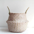 Woven Plant Basket Foldable Straw Storage Basket