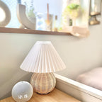 Table Lamp Woven Rattan LED Plug In Bedside Light