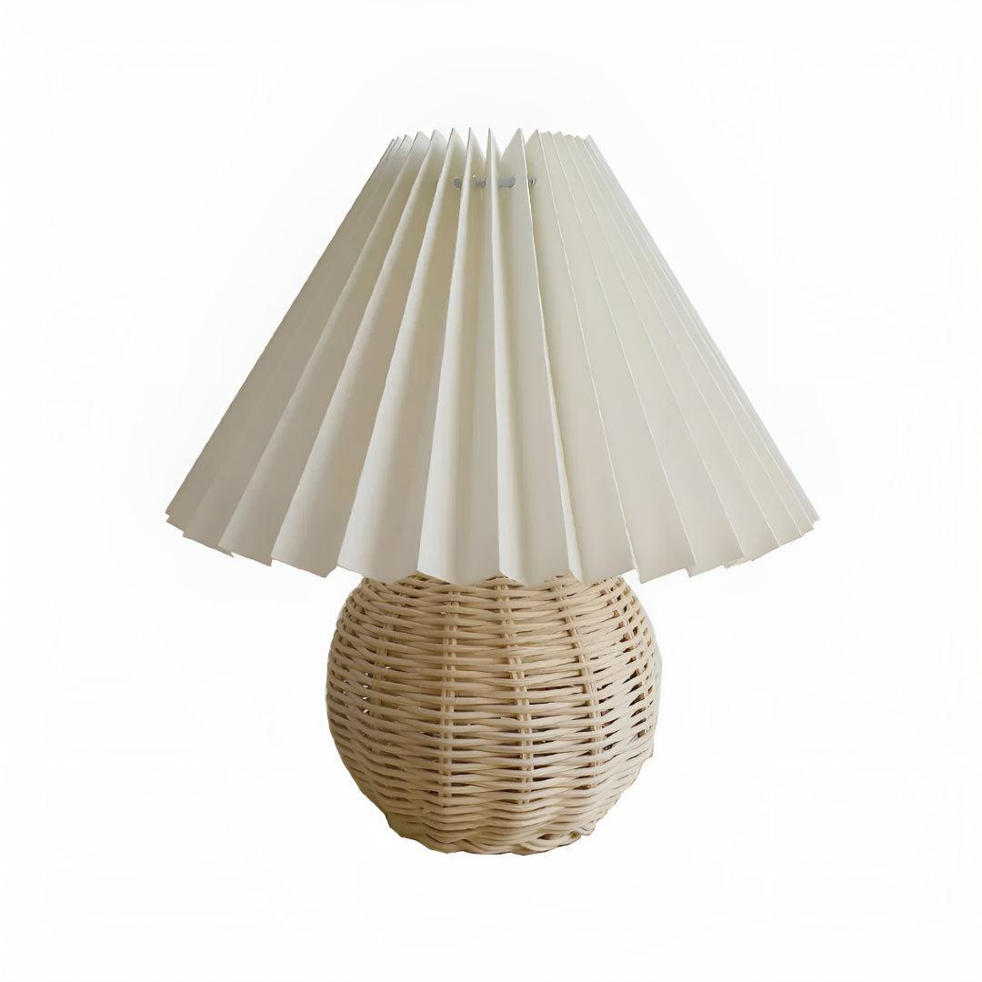 Table Lamp Woven Rattan LED Plug In Bedside Light