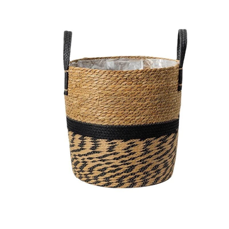 Woven Storage Basket, Seagrass Material, Integrated Handles