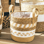 Woven Storage Basket, Seagrass Material, Integrated Handles