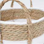 Woven Storage Basket, Seagrass Material, Integrated Handles