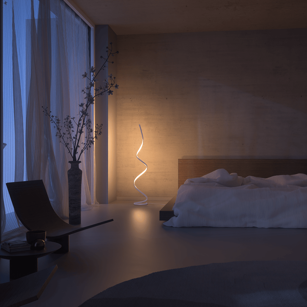 Wynd LED Floor Lamp | Twisted Minimalist Design, Dimming Function