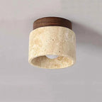 Biora Ceiling Lamp | Travertine & Wood, E27 Fitting