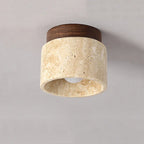 Biora Ceiling Lamp | Travertine & Wood, E27 Fitting