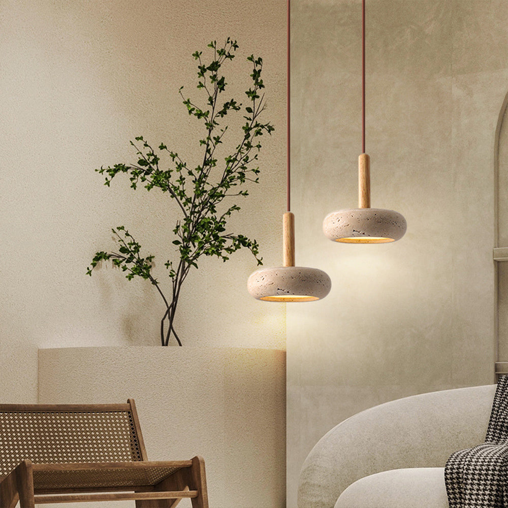 Yellow Travertine Pendant Light - Elegant Kitchen Pendant Lighting Design