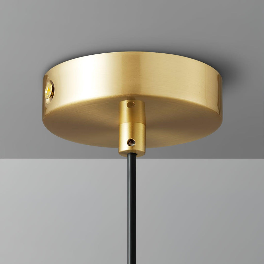 Floating Round Glass Pendant Light with Brass Frame