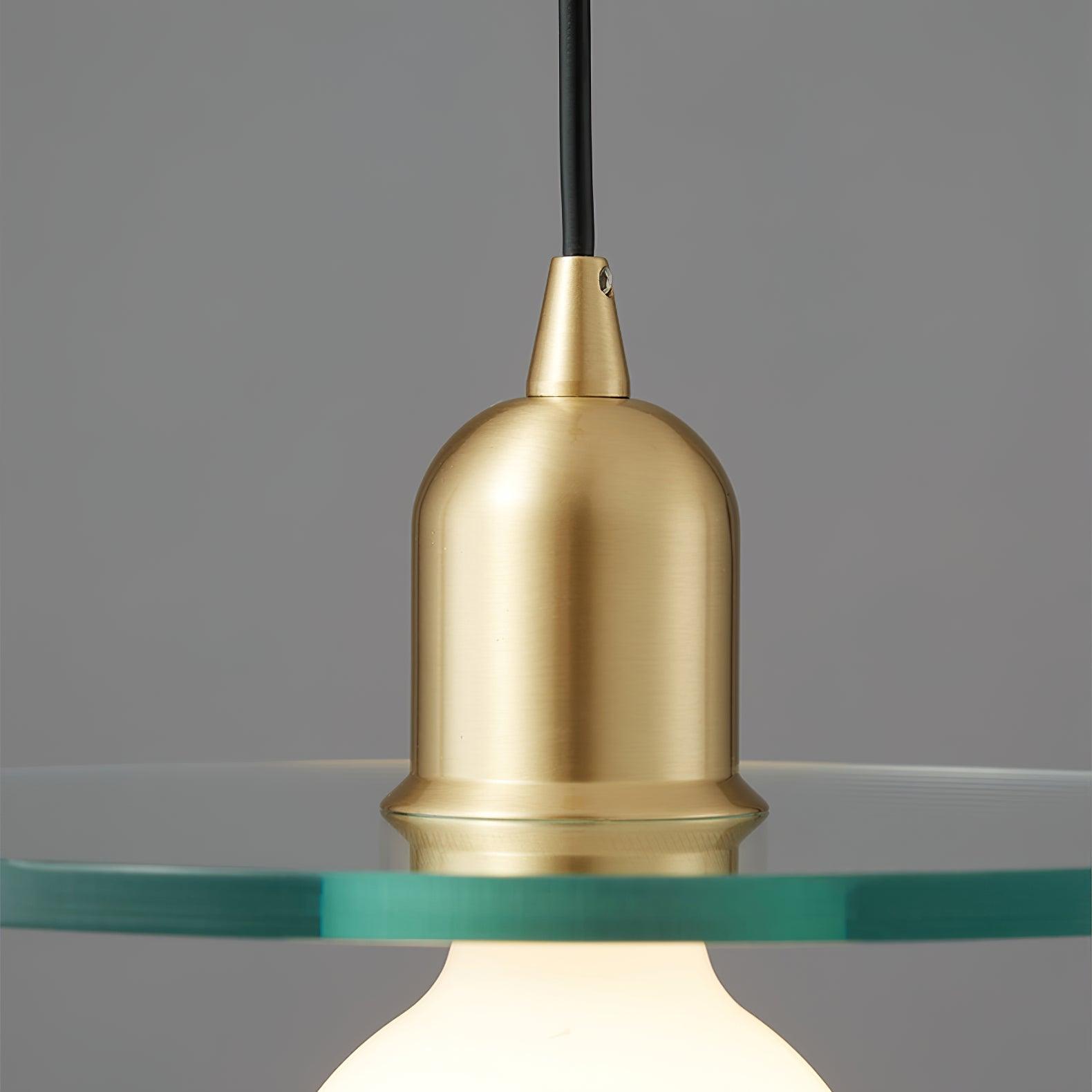 Floating Round Glass Pendant Light with Brass Frame