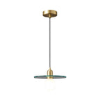 Floating Round Glass Pendant Light with Brass Frame