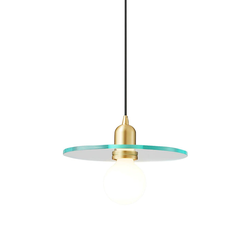 Floating Round Glass Pendant Light with Brass Frame