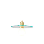 Floating Round Glass Pendant Light with Brass Frame