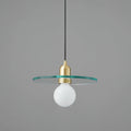 Floating Round Glass Pendant Light with Brass Frame