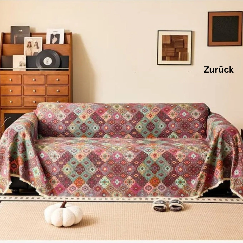 Zahara: Sofa Cover with Colorful Kilim Design & Non-Slip Grip – for Sofa & Lounge