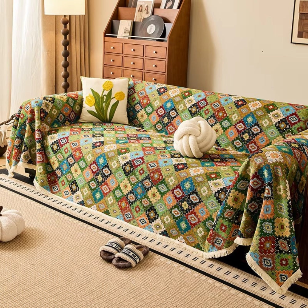 Zahara: Sofa Cover with Colorful Kilim Design & Non-Slip Grip – for Sofa & Lounge