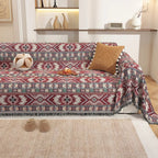 Zarela: Soft Chenille Boho-Style Sofa Cover with Jacquard Pattern & Decorative Fringes – for Sofa & Living Room