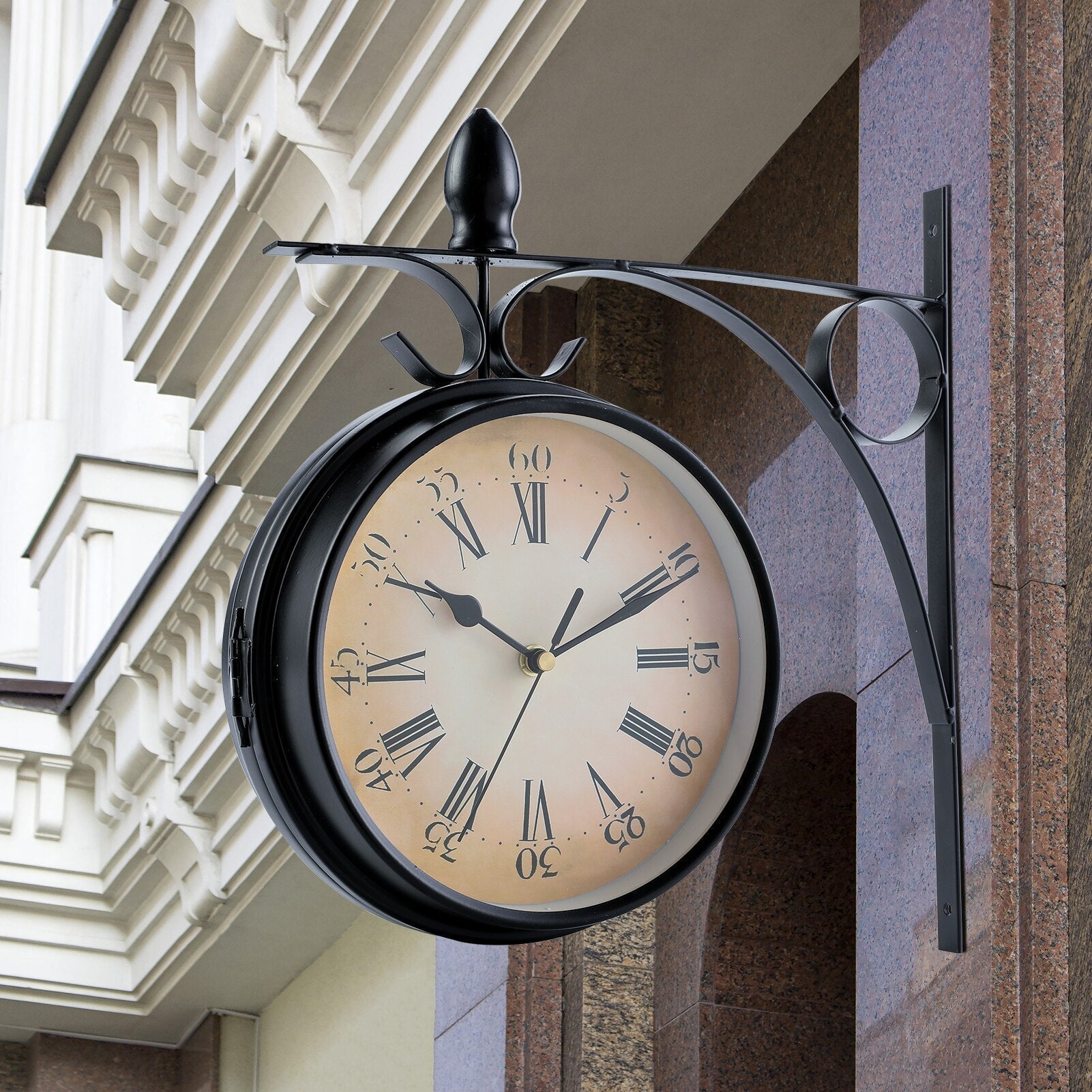 ZeitRiva: Vintage Double-Sided Wall Clock Metal – Retro Charm for Living Room & Hallway