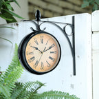 ZeitRiva: Vintage Double-Sided Wall Clock Metal – Retro Charm for Living Room & Hallway