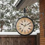 ZeitRiva: Vintage Double-Sided Wall Clock Metal – Retro Charm for Living Room & Hallway