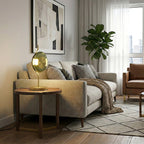Curved-Stem Brass Table Lamp with Green Glass Shade