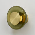 Sculptural Green Glass LED Wall Sconce in Copper