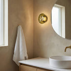 Sculptural Green Glass LED Wall Sconce in Copper