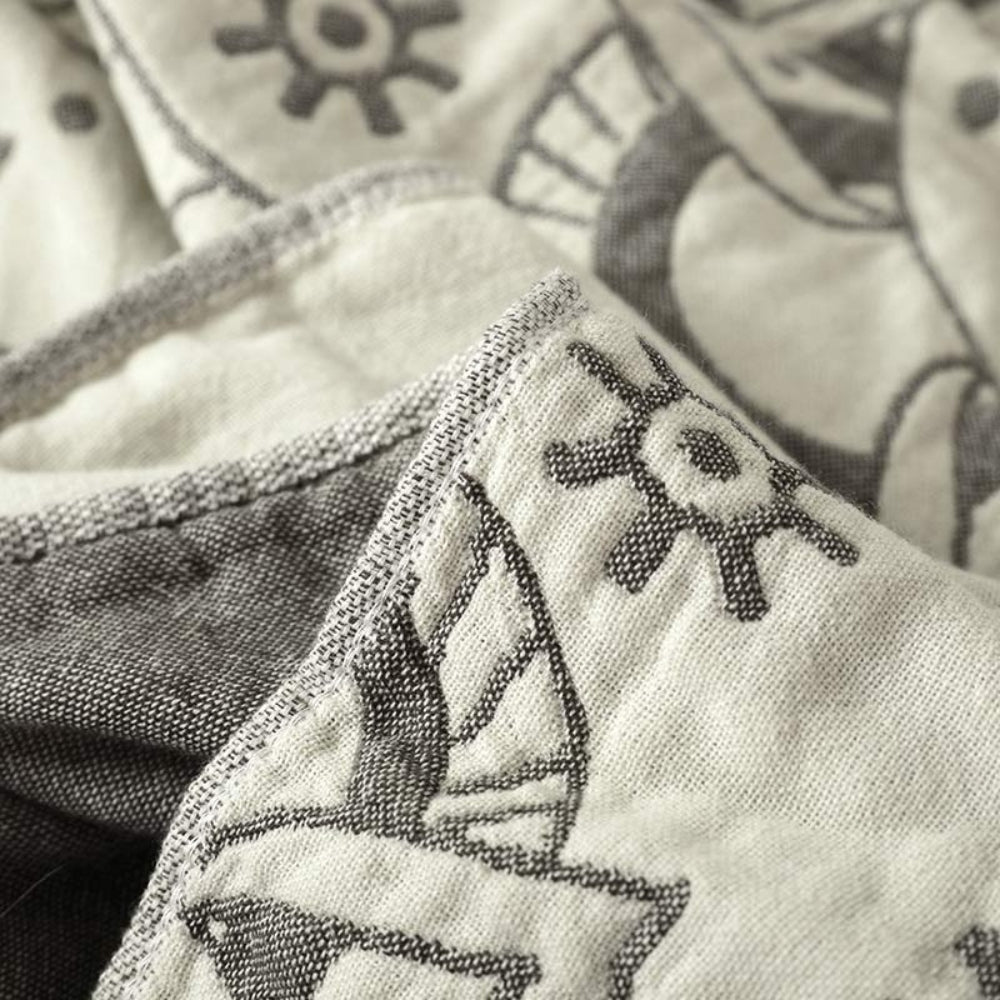 ZenFlair: Cotton Blankets in Mandala Flower Design with Soft Texture & Reversible Function – for Sofa & Lounge