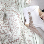 ZenFlair: Cotton Blankets in Mandala Flower Design with Soft Texture & Reversible Function – for Sofa & Lounge